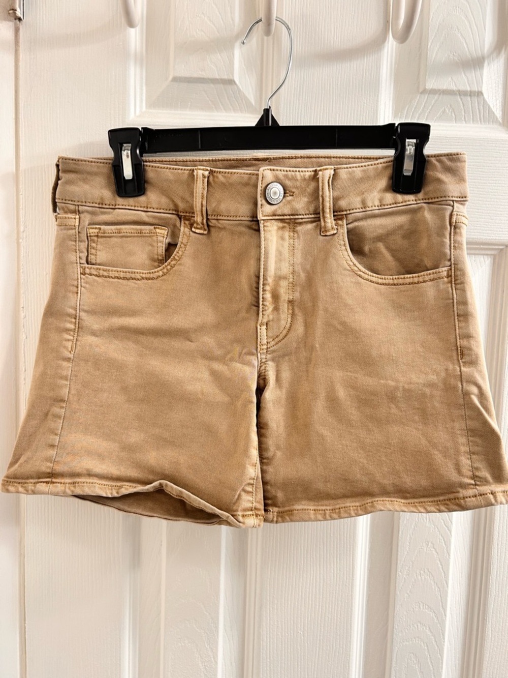 American Eagle Outfitters Tan Midi-Rise Jean Shorts